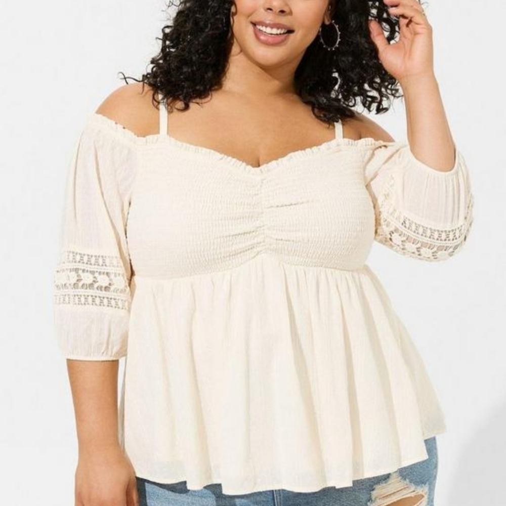 Women's Cream Off-Shoulder Top